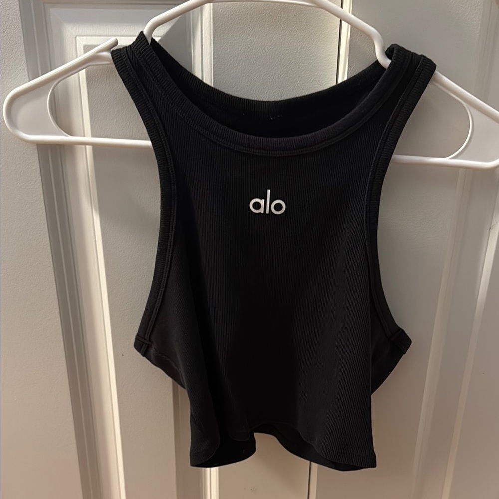 ALO YOGA ASPIRE BLACK TANK TOP XS